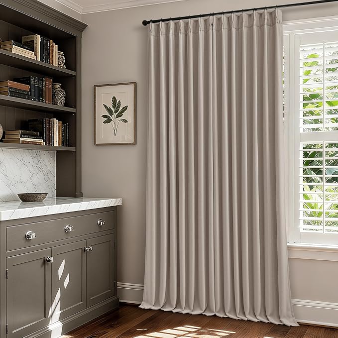 Burlywood Birch 100% Blackout Linen 126 Inch Curtains 2 Panel Set | Linen Pinch by Twodrapes
