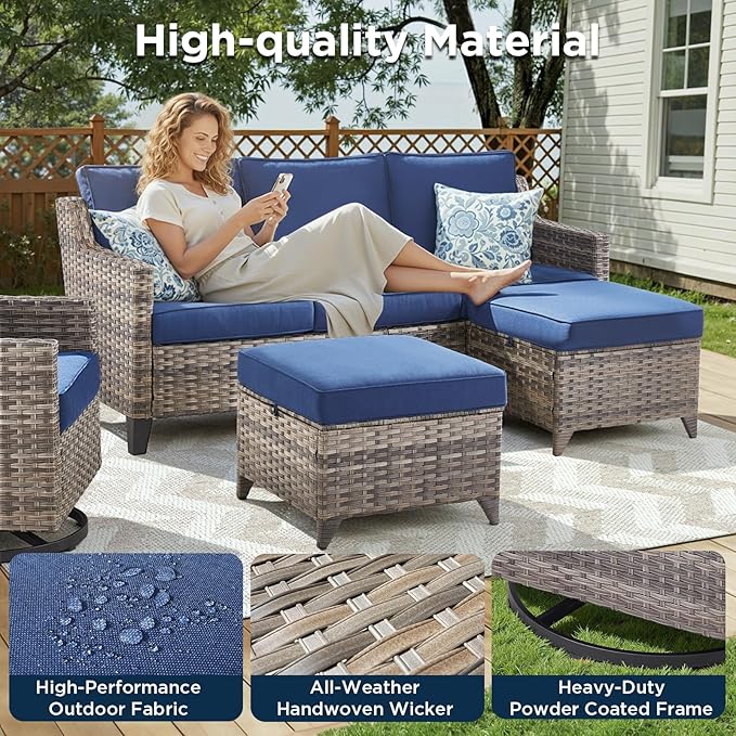 9 Piece Outdoor Patio Furniture Set-All Weather Outdoor Conversation Sets - Image 3