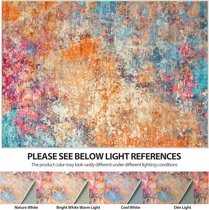 Aelenmu 10x14 Area Rugs for Living Room Washable Dining Room Colorful | Modern - Image 6