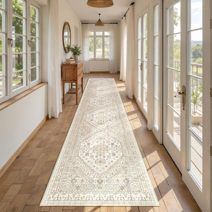 Runners for Hallway 12ft, Non-Slip Long Bathroom Rugs, Cream/Beige | Rugs - Image 5