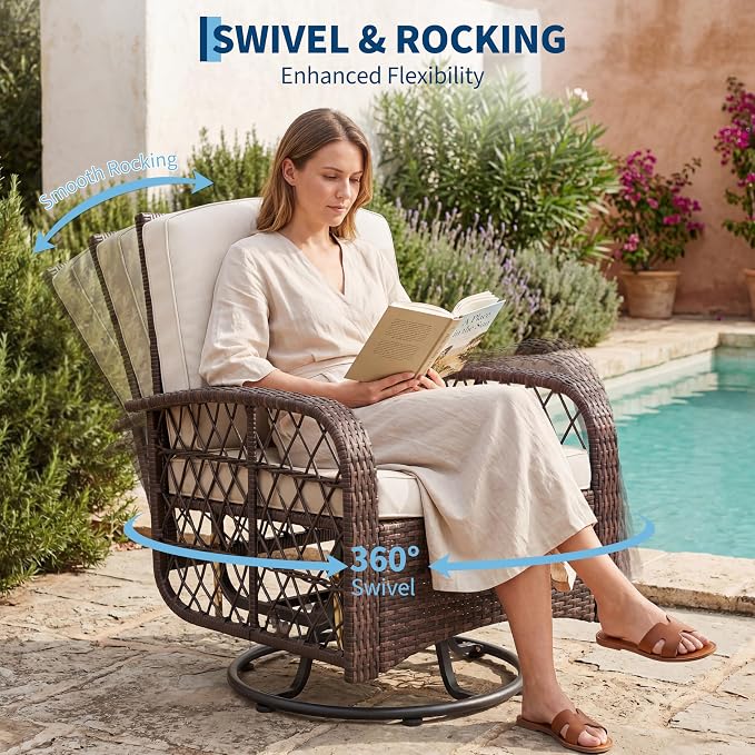 3-Piece Patio Furniture Set, 2 Swivel Rocking Chairs - Image 5