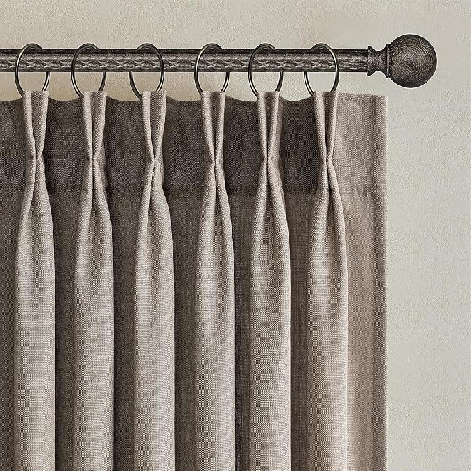 Topfinel Dark Flax Pinch Pleated Curtains 84 Inches Long by Topfinel
