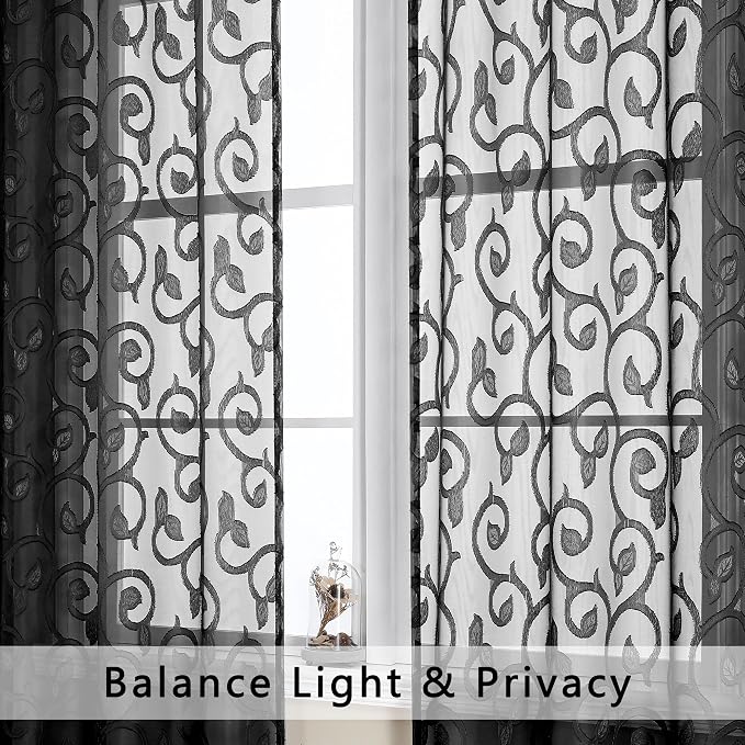 Furman Sheer Black Curtains 84 inches Long - Image 2