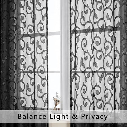 Furman Sheer Black Curtains 84 inches Long - Image 2