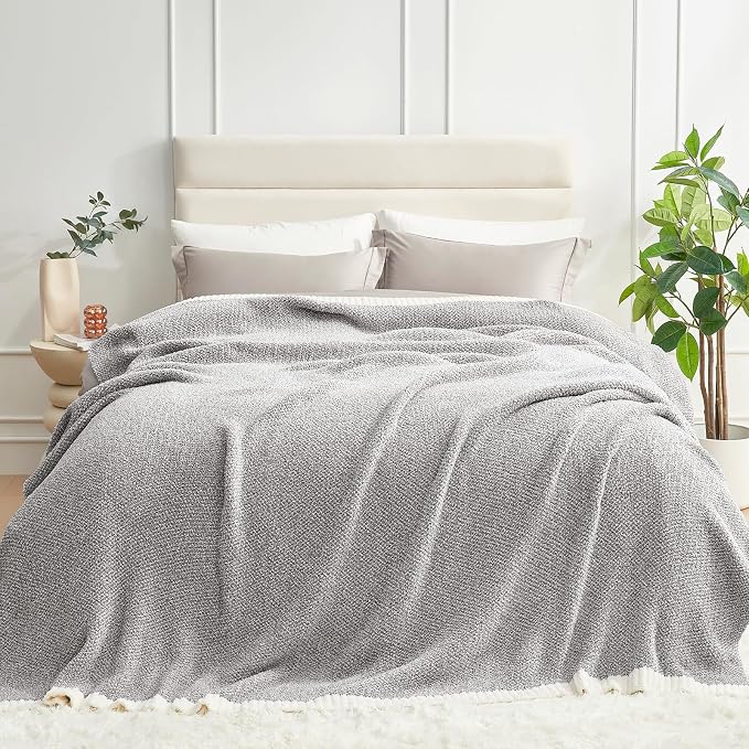 Snuggle Sac Queen Size Bedding Blanket Grey Color, Super Soft Warm Blankets by SnuggleSac