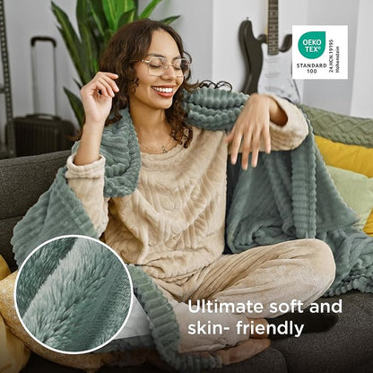 Bedsure Soft Twin Blanket for Bed Decor Gifts Sage Green 60"x80" | Birthday - Image 4