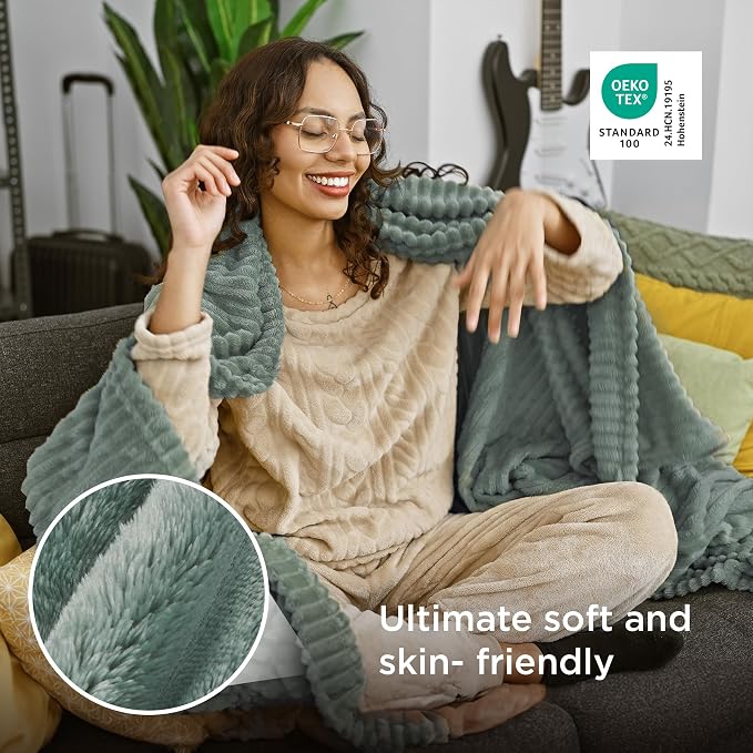 Bedsure Soft Twin XL Blanket for Bed Dorm Sage Green 66"x90" | Birthday Gifts - Image 4