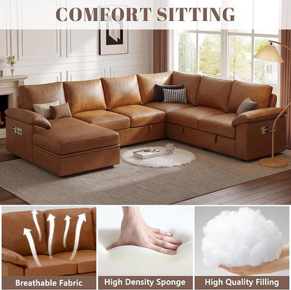 108 Inch Faux Leather Modular Sectional Sofa - Image 5