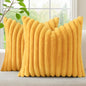 decorUhome Fall Faux Fur Throw Pillow Covers 20x20 Set of 2 Mustard Yellow | by decorUhome