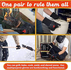 GRILL HEAT AID BBQ Grill Gloves Heat Proof for Grilling – Fireproof 1472°F Heat-Resistant Grill Mitts for Outdoor Barbecue and Smoker, Campfire, Fire Pit, Oven Glove with Fingers for Baking Pizza