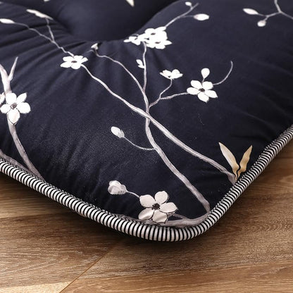 MAXYOYO Navy Floral Printed Japanese Floor Mattress Rustic Style Futon Mattress - Image 7
