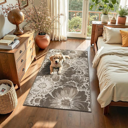 Findosom Washable Area Rug 3x5, Non Slip High-Low Textured Floral Rugs - Image 9