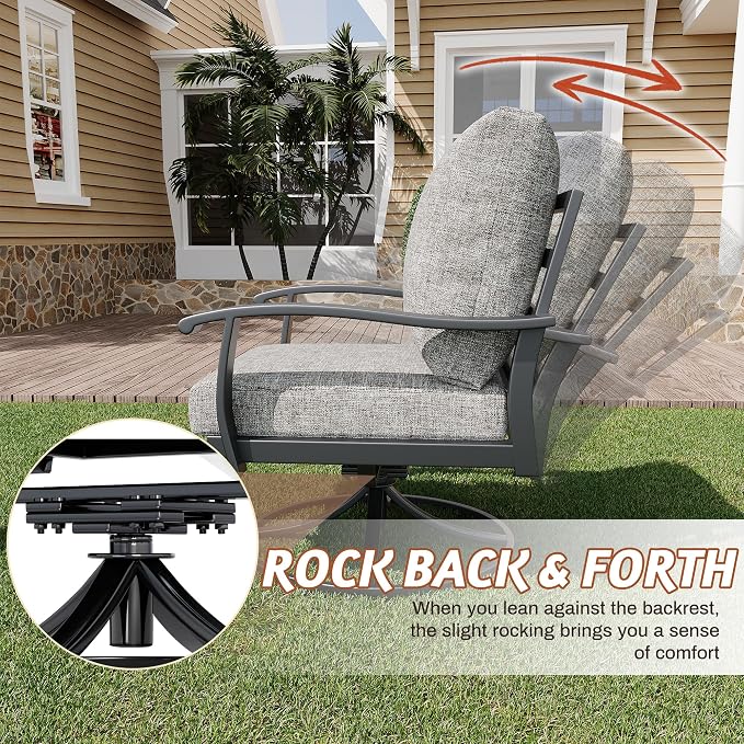 HOMREST Patio Furniture Sets 6 PCS Outdoor Metal Conversation Sets, 360 Degree - Image 3