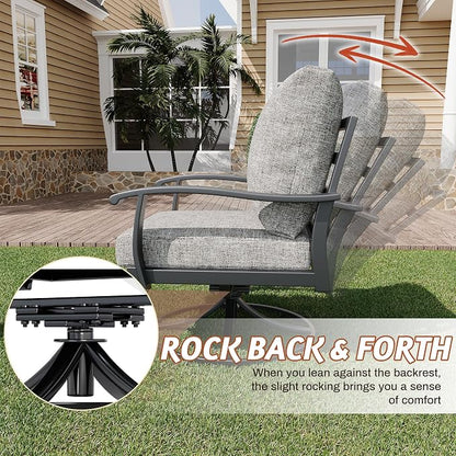 HOMREST Patio Furniture Sets 6 PCS Outdoor Metal Conversation Sets, 360 Degree - Image 3