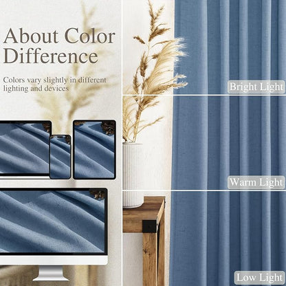 Stone Blue Linen Curtains 96 Inches Long - Image 5