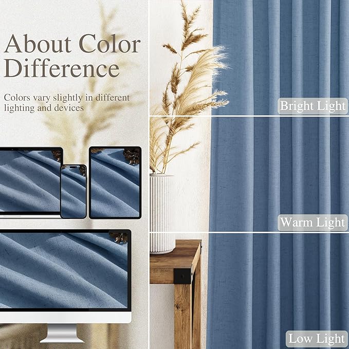 Stone Blue Linen Curtains 90 Inch Length - Image 5