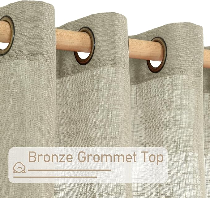 Oatmeal Semi Sheer Linen Curtains - Image 4
