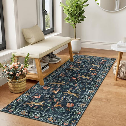 DUKINO 2x5 Rug for Hallway, Washable Animal Runner Rug Non Slip, Stain Resistant by DUKINO