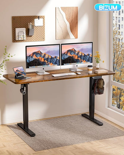 BIZUM Electric Standing Desk 60 x 24 Inch Computer Desk-Gaming Desk Rustic - Image 2
