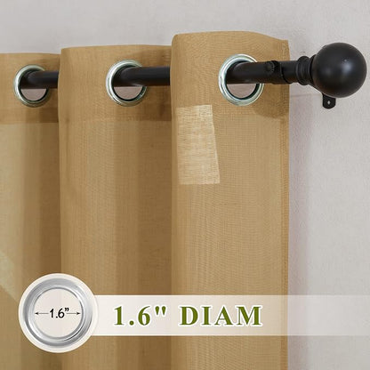 NICETOWN Sheer Linen Curtains Flax Texture 84 inch Length, Grommet Semi Sheer - Image 2
