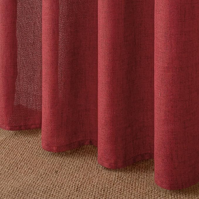 YoungsTex Burgundy Red Linen Curtains 90 Inch Length - Image 7
