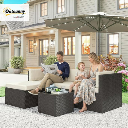 Outsunny 3 Piece Patio Furniture Set, Wicker Rattan Outdoor Patio Conversation - Image 2