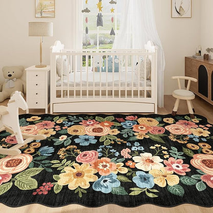 DUKINO 5x8 Washable Area Rug, Soft Floral Living Room Rug Non Slip, Non - Image 3
