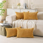 Set of 4 Mustard Yellow Decorative Throw Pillow Covers 12x20 Inch Corduroy by Cozoomy