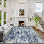 8x10 Area Rugs for Living Room: Washable Abstract Blue Gold Badroom Carpet | by GENTDRIZZ