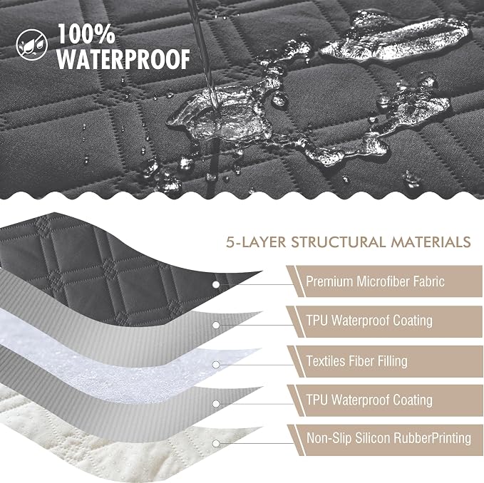 Genina Waterproof Couch Cover, Washable Anti-Slip 51 inch Loveseat Sofa Covers - Image 5