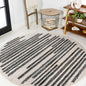 JONATHAN Y Khalil Modern Berber Stripe Cream/Black 3' Round Indoor Area Rug by JONATHANY