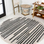 JONATHAN Y Khalil Modern Berber Stripe Cream/Black 9' Round Indoor Area Rug by JONATHANY