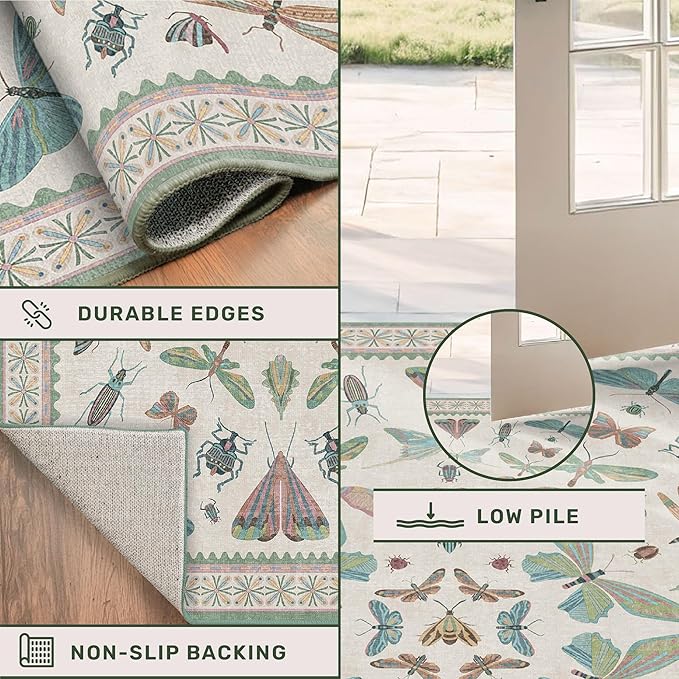 Washable Sage Green Large Entryway Rug, 3x5 Area Rugs - Image 5