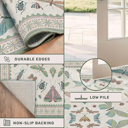 Washable Sage Green Large Entryway Rug, 3x5 Area Rugs - Image 5