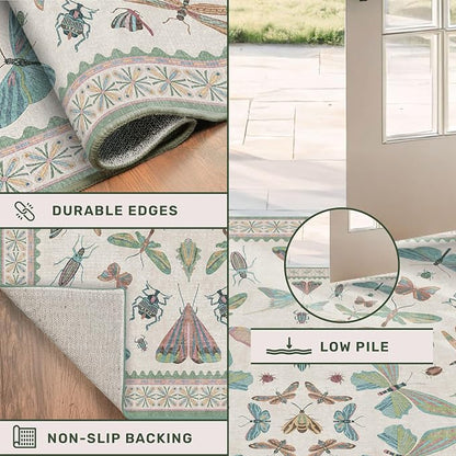 7x9 Green Butterfly Rugs for Kids Bedroom - Image 5