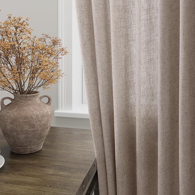Brownish Grey Linen Curtains 120 Inch Extra Long - Image 4