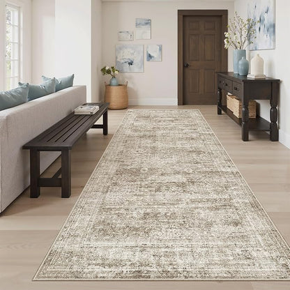 Soalmost Washable 4x8 Hallway Runner Rug Non-Slip Kitchen Entry Rugs Brown | - Image 3