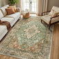 RELEANY Washable Area Rug, Brick/Brown/Green | Non-Slip, Water Repellent by RELEANY