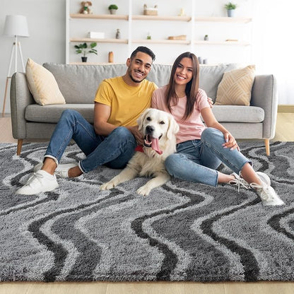 4x6 Grey Fluffy Soft Area Rug Non-Slip - Image 2