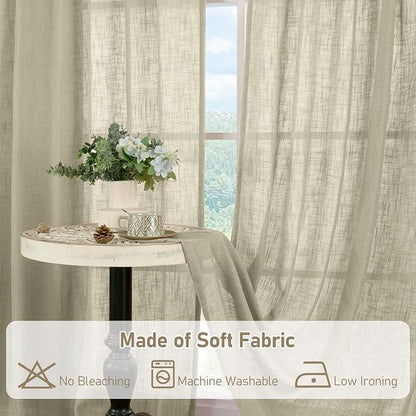 Semi Sheer Linen Curtains 45 Inches Long - Image 8