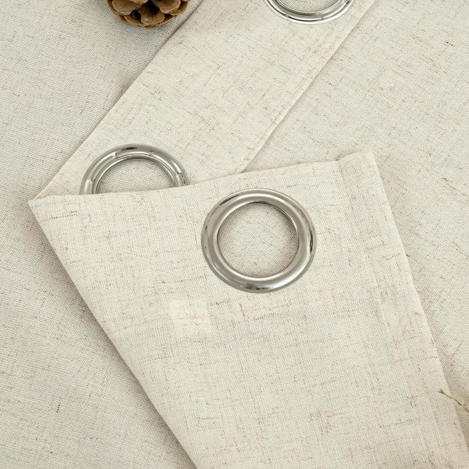 YoungsTex Beige Linen Semi Sheer Curtains 54 Inches Length - Image 9
