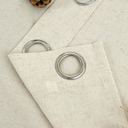 YoungsTex Beige Linen Semi Sheer Curtains 54 Inches Length - Image 9