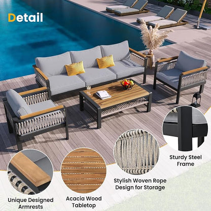 VilroCaz 4 Pieces Outdoor Sectional Sofa Set, All-Weather Patio Seating Group - Image 4
