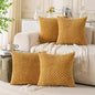 Set of 4 Mustard Yellow Decorative Throw Pillow Covers 22x22 Inch Corduroy by Cozoomy