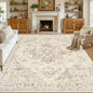 8x10 Area Rugs Living Room: Bedroom Washable Carpet Beige/Ivory | Vintage Boho by Luxturiy