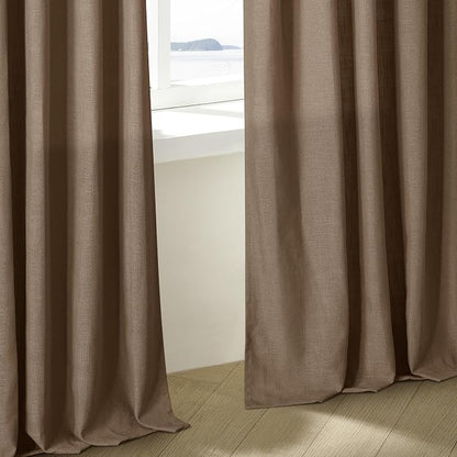 Brown Pleated Linen Light Filtering Curtains 96 Inches Long - Image 8