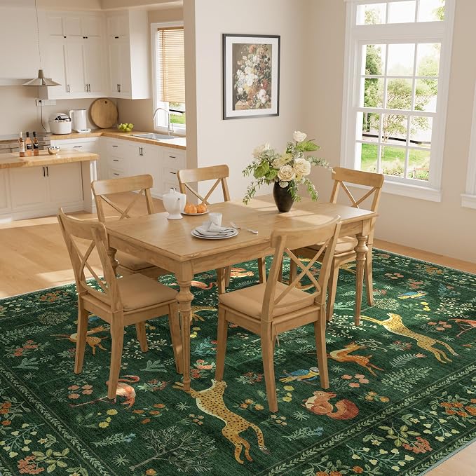 DUKINO 9x12 Area Rug for Living Room, Washable Animal Rug Non Slip, Non-Shedding - Image 6