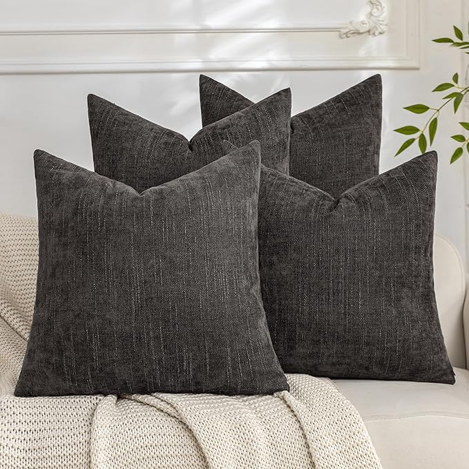 Set of 4 Soft Textured Decorative Throw Pillow Covers 22x22 Inch Cozy Farmhouse by Cozoomy