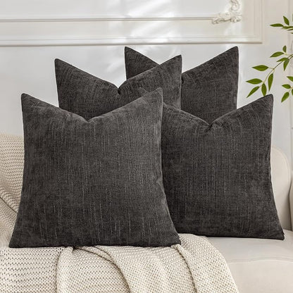 Set of 4 Soft Textured Decorative Throw Pillow Covers 16x16 Inch Cozy Farmhouse by Cozoomy