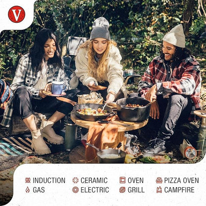 Victoria 15-Inch Cast Iron Tawa Dosa Pan, Pizza Pan with a Loop Handle, Crepe Tawa Preseasoned with Flaxseed Oil, Made in Colombia